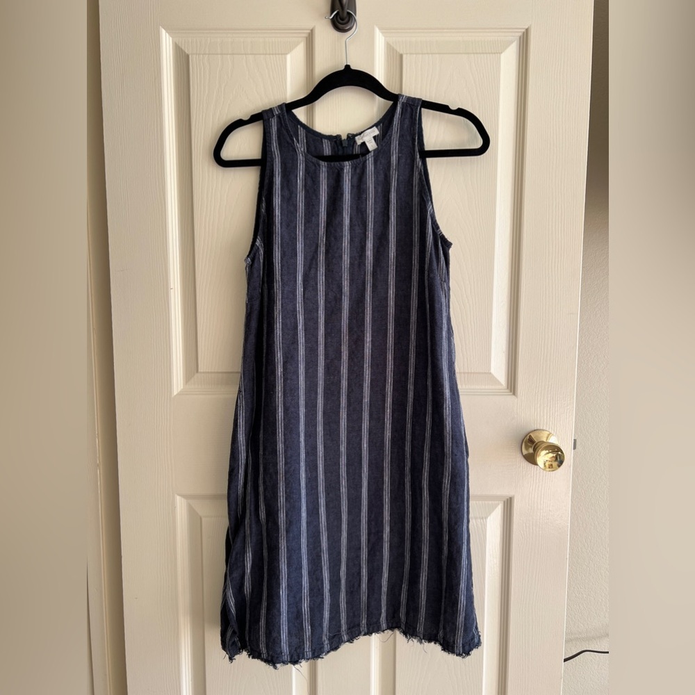 Garnet Hill linen fringe hem dress size 4